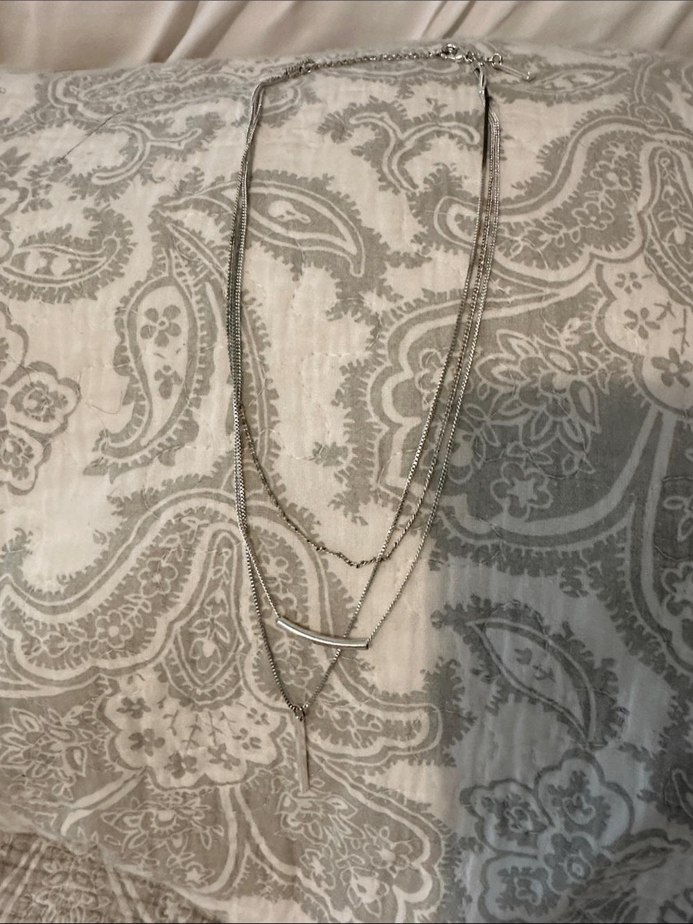 Nine West Multi-Layer Silver-Tone Bar Necklace